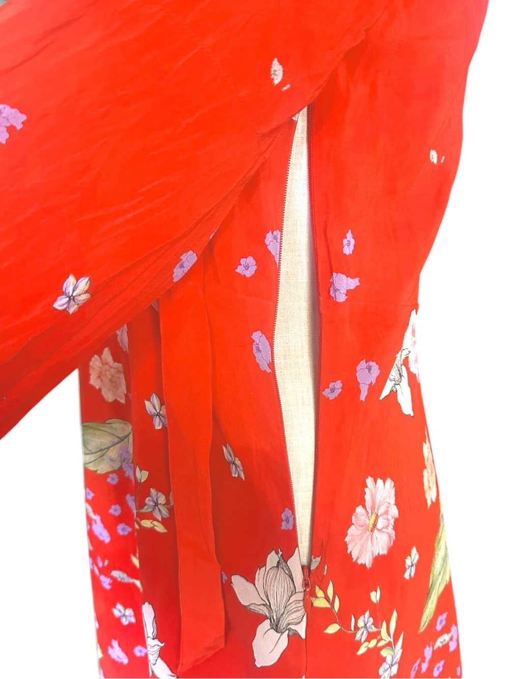 Anthropologie Moulinette Soeurs 100% Silk Floral Tie Neck Midi Dress Sz 6 - Picture 7 of 9